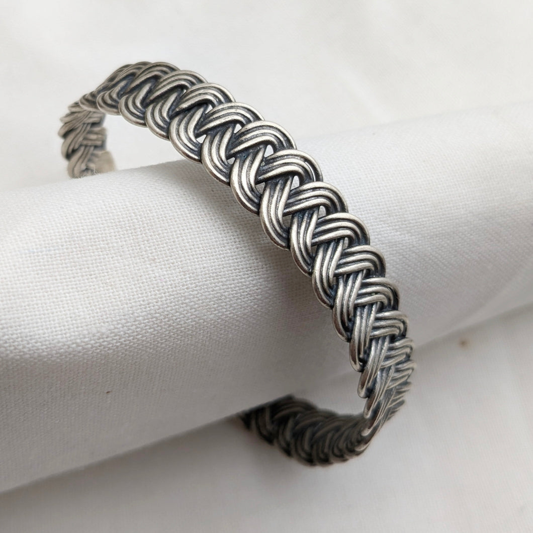 Unisex Silver braided cuff bracelet