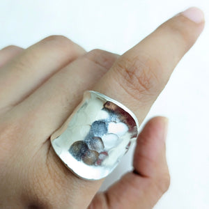 Beaten silver ring