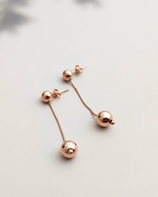 Silver rose gold plated ball earrings