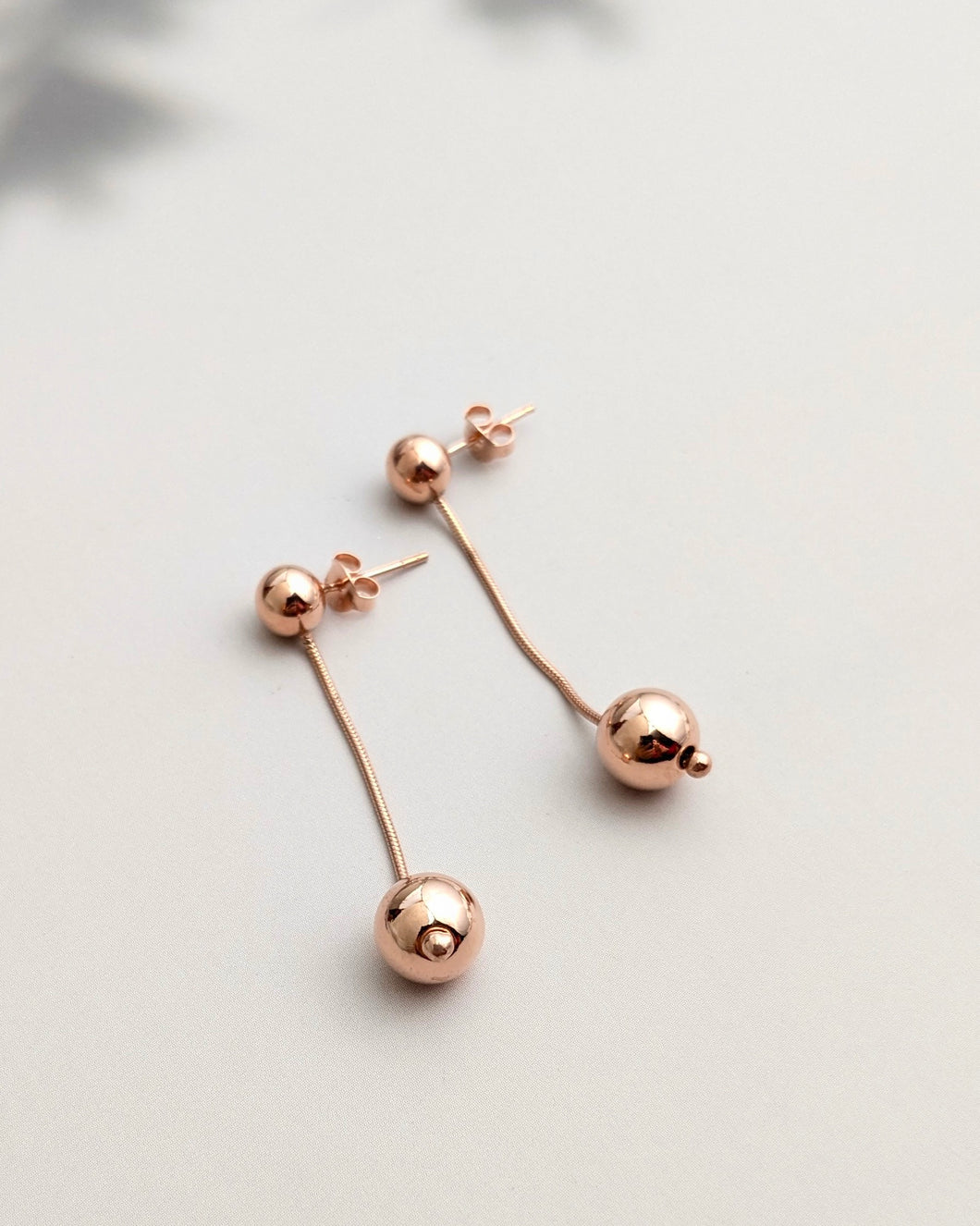 Silver rose gold plated ball earrings