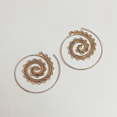 Brass and silver filigree hoops