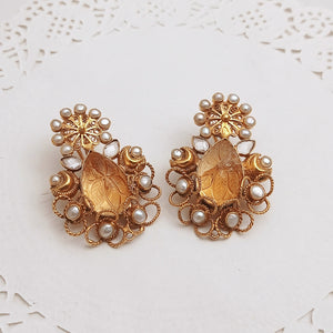 Citrine and pearl earrings