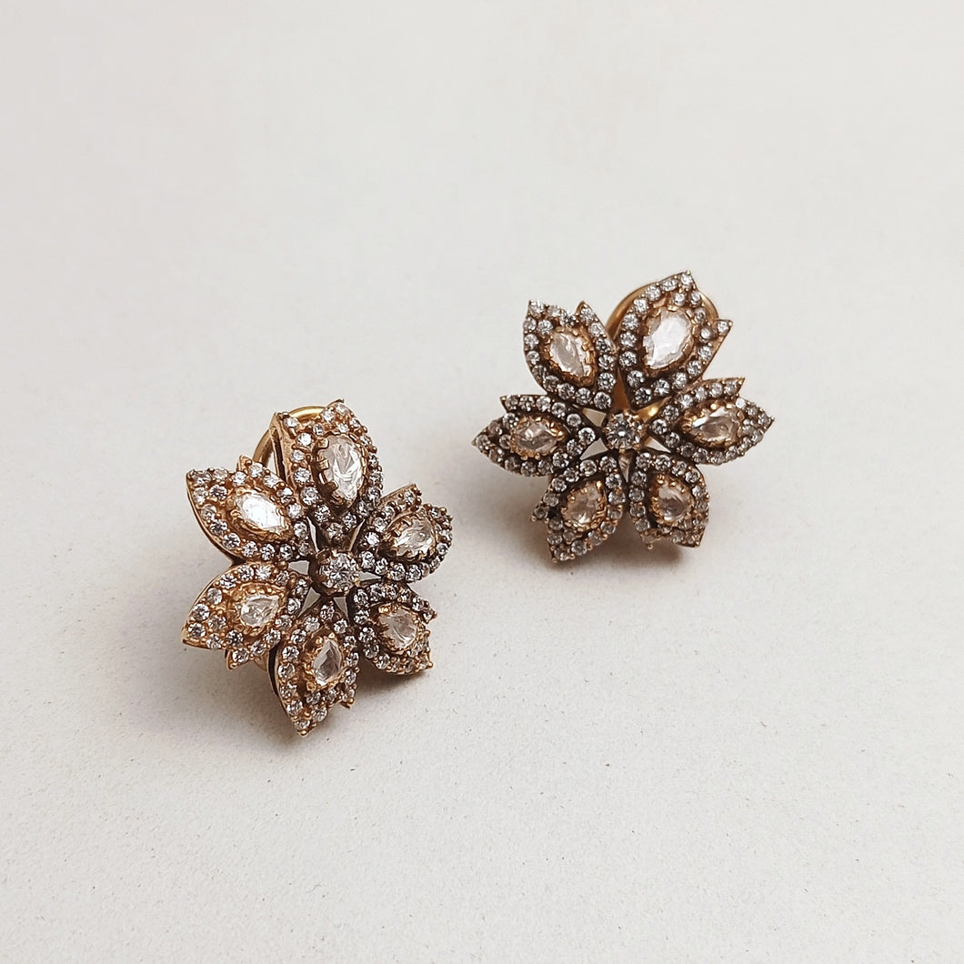 Moissanite floral stud earrings