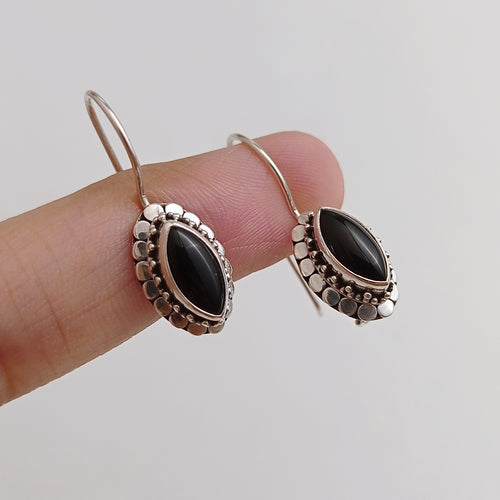 Elongated  Black onyx earings