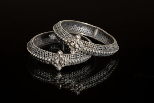 Fine jali silver bangle bracelet