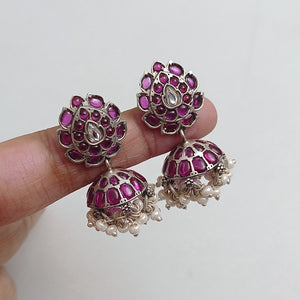 Red stone jhumki