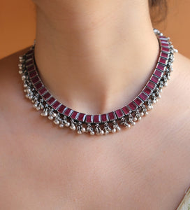 Red stone ghunghroo neckalce