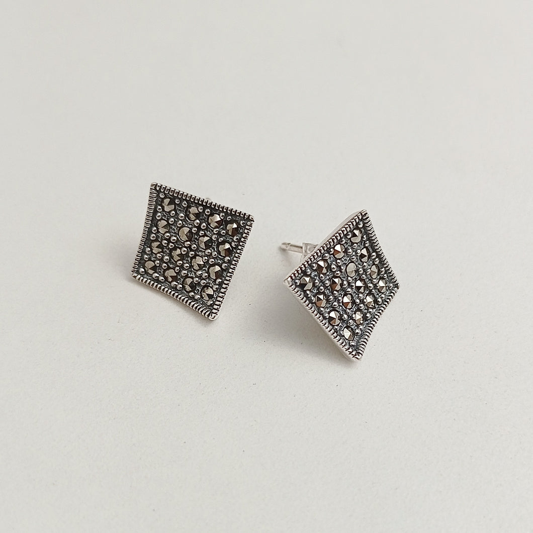 Twisted square Marcasite studs