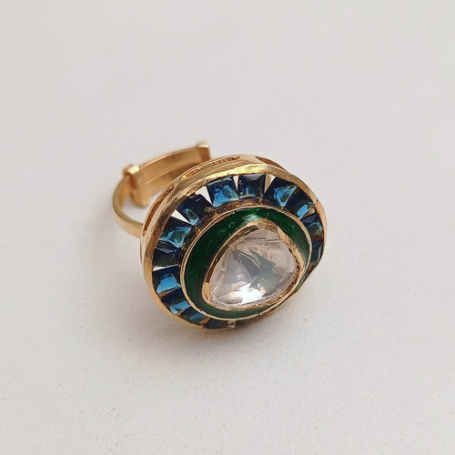 Blue stone moissanite ring