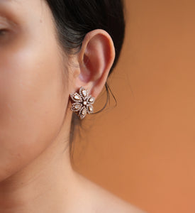Moissanite floral stud earrings