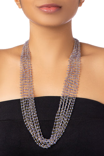 SILVER GOLD PLATED AND TANZANITE MULTI LAYERED NECKLACE