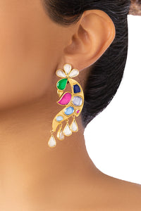 SILVER GOLD PLATED PEACOCK EARRINGS