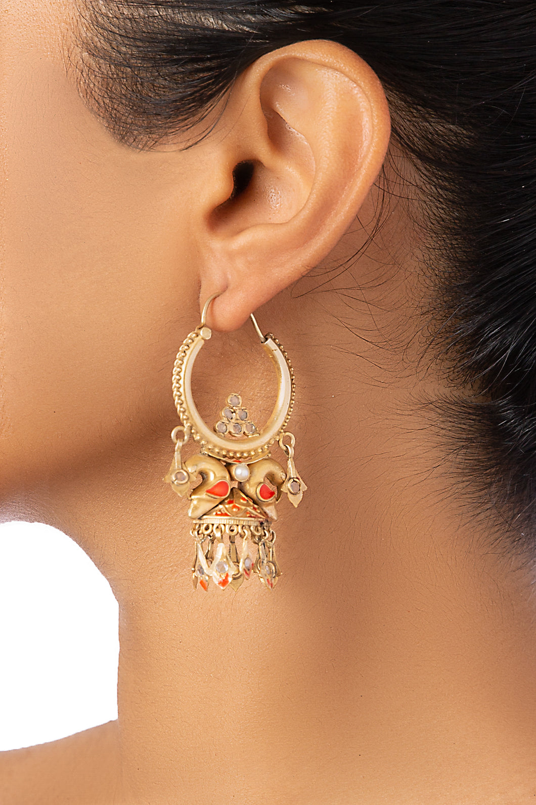 SILVER GOLD PLATED PEACOCK JHUMKIS