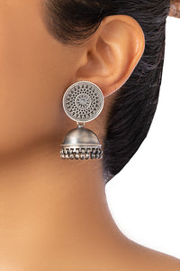 FLORAL  SILVER  JHUMKIS