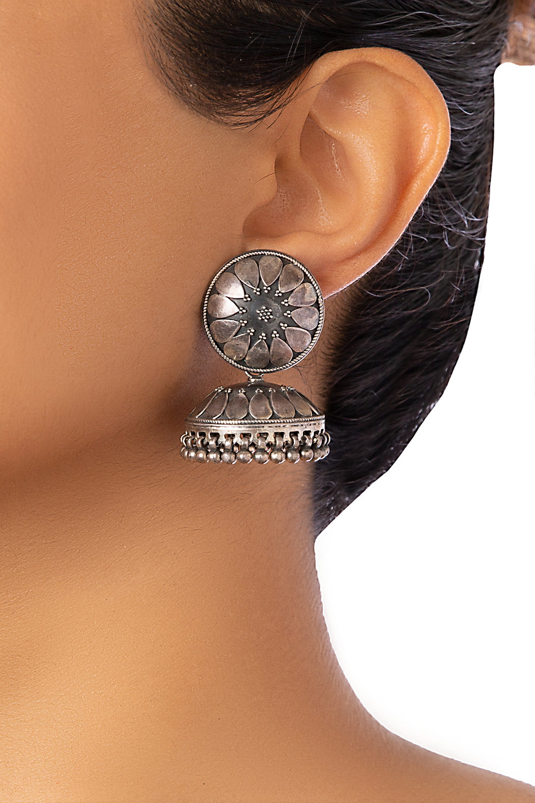 FLORAL SILVER  JHUMKIS