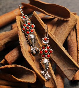 SILVER AND CORAL EARRINGS