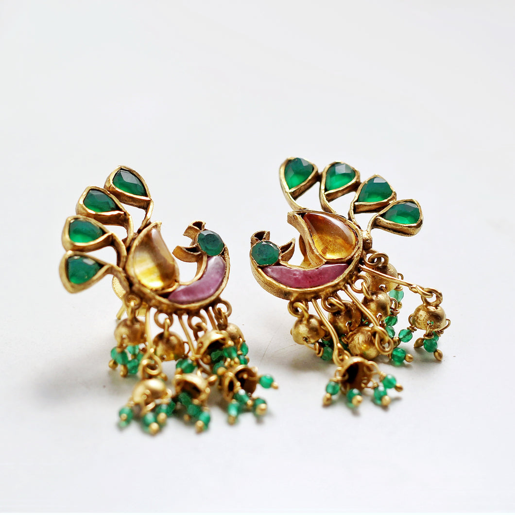 GOLD PLATED PEACOCK STUDS