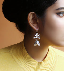 SILVER EARRINGS WITH KUNDAN