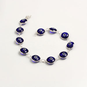 BLUE  SILVER EVIL EYE BRACELET