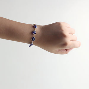 BLUE  SILVER EVIL EYE BRACELET
