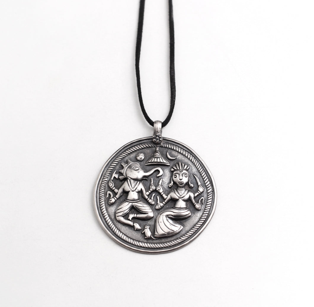 SILVER GANESH AND SIDHI PENDANT