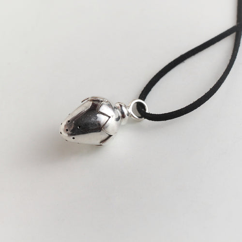 SILVER STRAWBERRY SHAPED PERFUME BOTTLE PENDANT