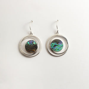 ROUND ABALONE SILVER EARRINGS