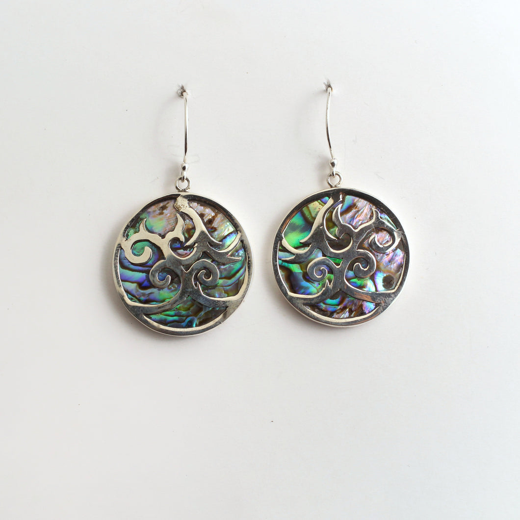 ROUND ABALONE WITH  SILVER ACCENTS