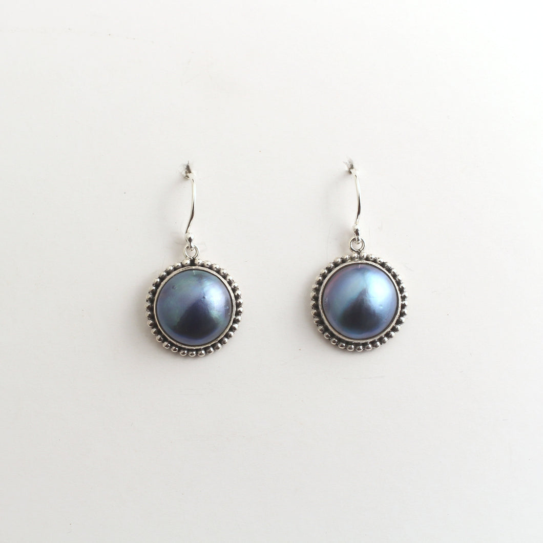 SILVER AND GREY PEARL EARRINGS