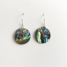 ROUND ABALONE WITH BUTTERFLY SHAPE SILVER ACCENTS