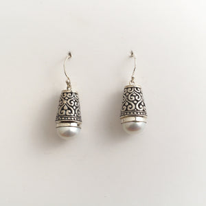 FINE SILVER FILIGREE EARRINGS WITH NATURAL PEARL