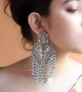 Peacock Pearl Silver danglers