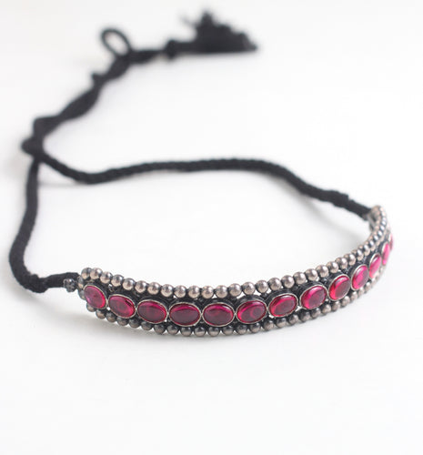 RED STONE CHOKER WITH OVAL STONES