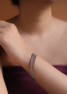SILVER BANGLE WITH GEOMETRIC DESIGN