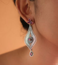 PINK STONE SILVER EARRINGS