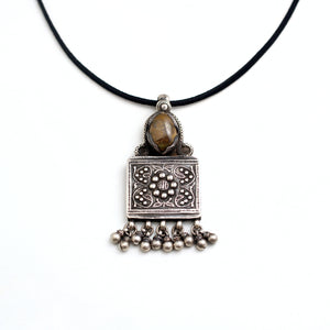 TIGER EYE AND SILVER PENDANT