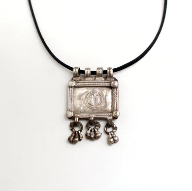 RECTANGULAR PADUKA SILVER PENDANT