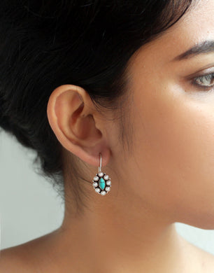 PEARL SILVER EARRINGS WITH TURQUIOSE