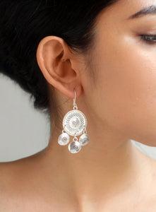 HAND EMBOSSED SILVER DANGLERS
