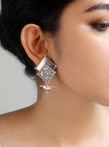 Angular silver earrings