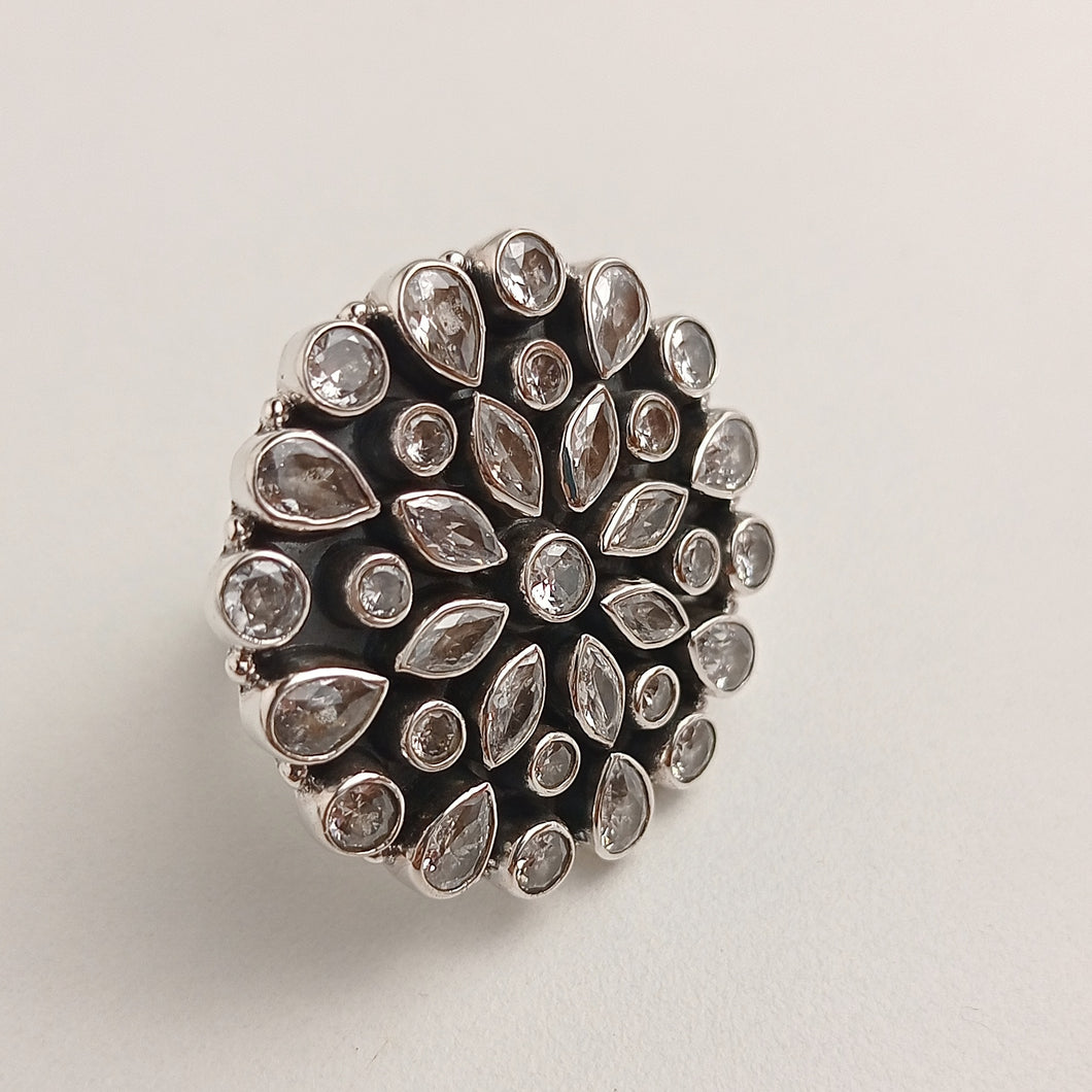 ROUND CZ  SILVER  RING