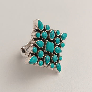 GEOMETRIC TURQUUIOSE SILVER  RING