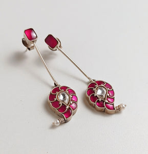 CONTEMPORARY PAISLEY DROP EARRIGS-PINK