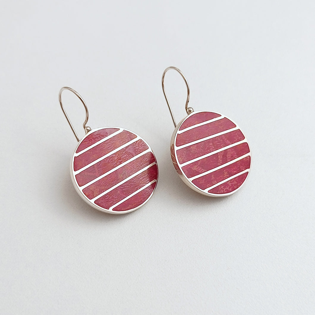 CORAL SILVER DISC EARRINGS