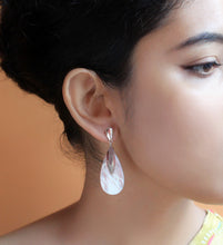 PEAR SHAPE  SHELL EARRRINGS WITH  SILVER ACCENTS