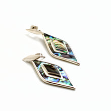 SILVER AND AVALONE GEOMETRIC EARRINGS