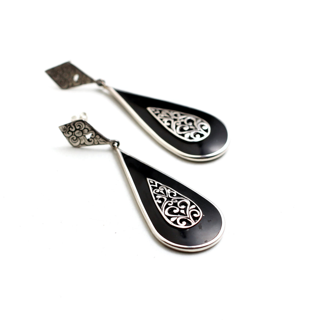 SILVER WITH BLACK ENAMEL