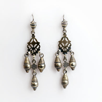 TRIBAL SILVER DROP EARRINGS