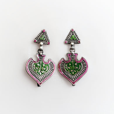 SILVER ENAMEL EARRINGS