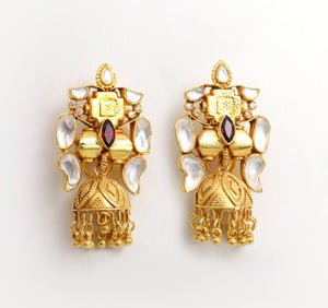 RED AND PINK KUNDAN JHUMKIS